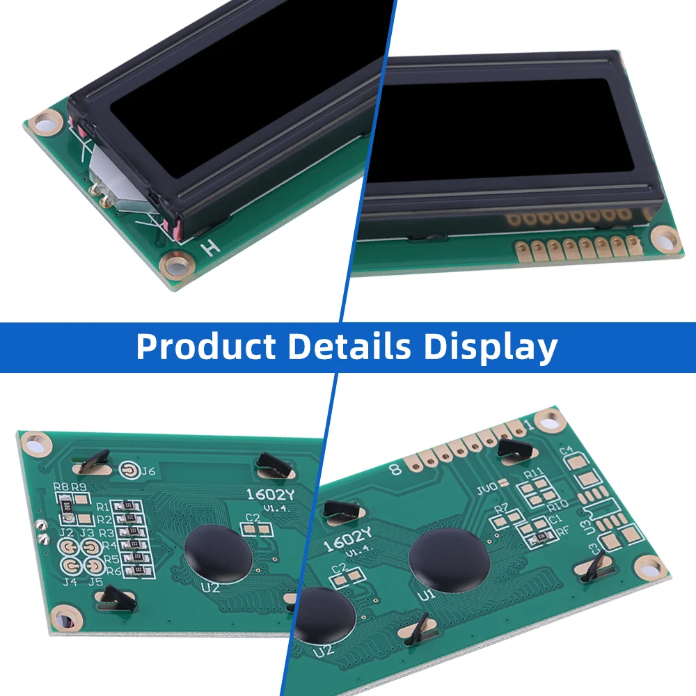 Russian BTN Black Film Ice Blue 1602Y Serial Port LCD Module 2*16 1602 Multiple Word Libraries AIP31068 Character Screen