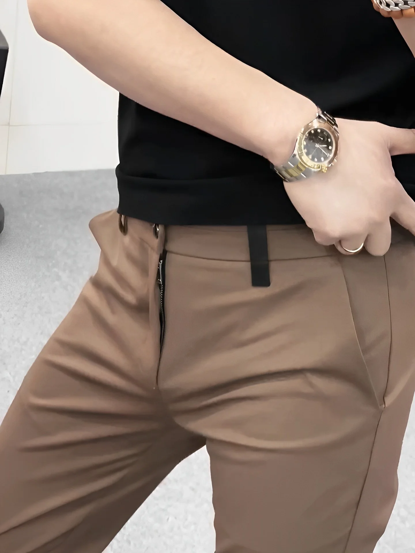 

Men's Faionable Trendy Casual Pants Color Slim Fit Long Trousers Versatile Straight Leg Pants Sli Lightweight