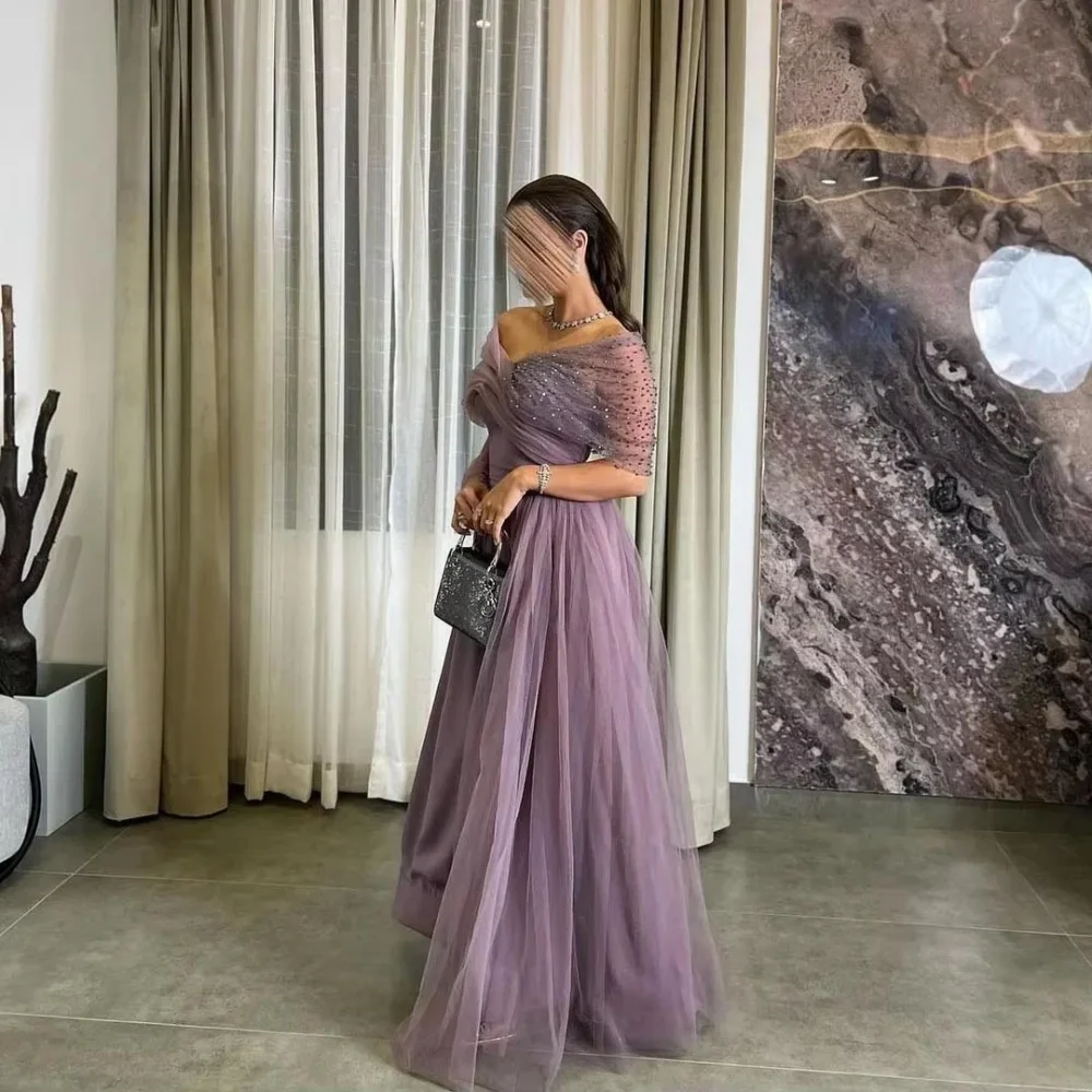 

Exquisite V-neck A-line Customized Zipper Beading Evening Dress Charming Ruffles Prom Dress Ruched Party Gown 2025 new product