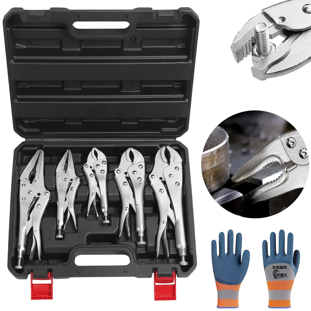 Professionelles C-Typ-Verriegelungszangen-Set, multifunktionale Druckzangen, Schraubenschlüsselzangen, Verriegelungswerkzeuge aus Kohlenstoffstahl für Autoreparaturen, Heimwerkerarbeiten, robuste
