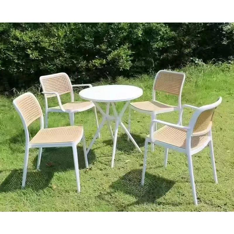 *Modern Style Stackable Outdoor Armchair Plastic Frame Wicker Rattan Design Garden Courtyard Furniture Garden Set
