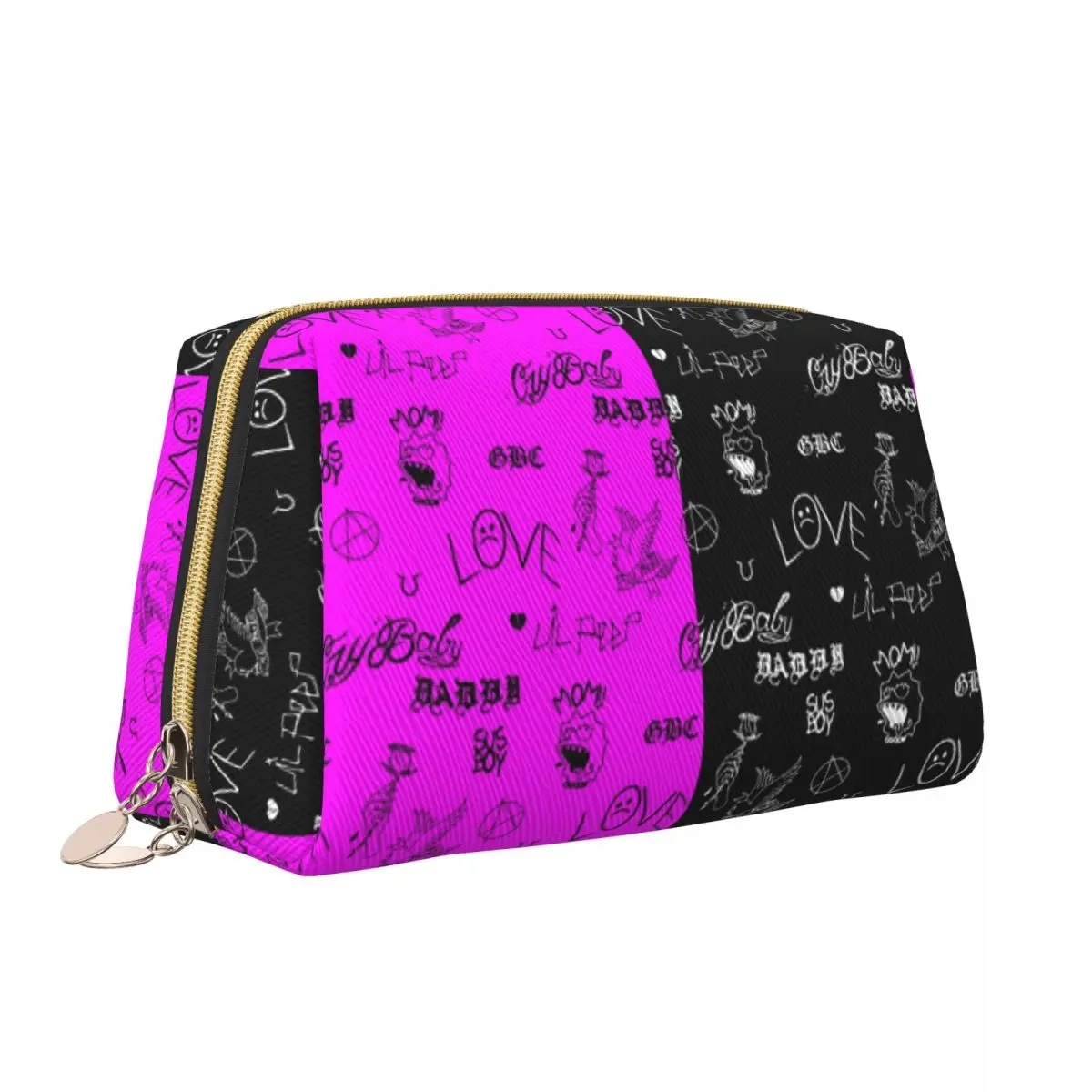 Lil Peep Tattoos Pattern Cosmetic Bag Women Fashion Large Capacity Hip Hop Style Rapper Makeup Case Beauty Storage Toiletry Bags