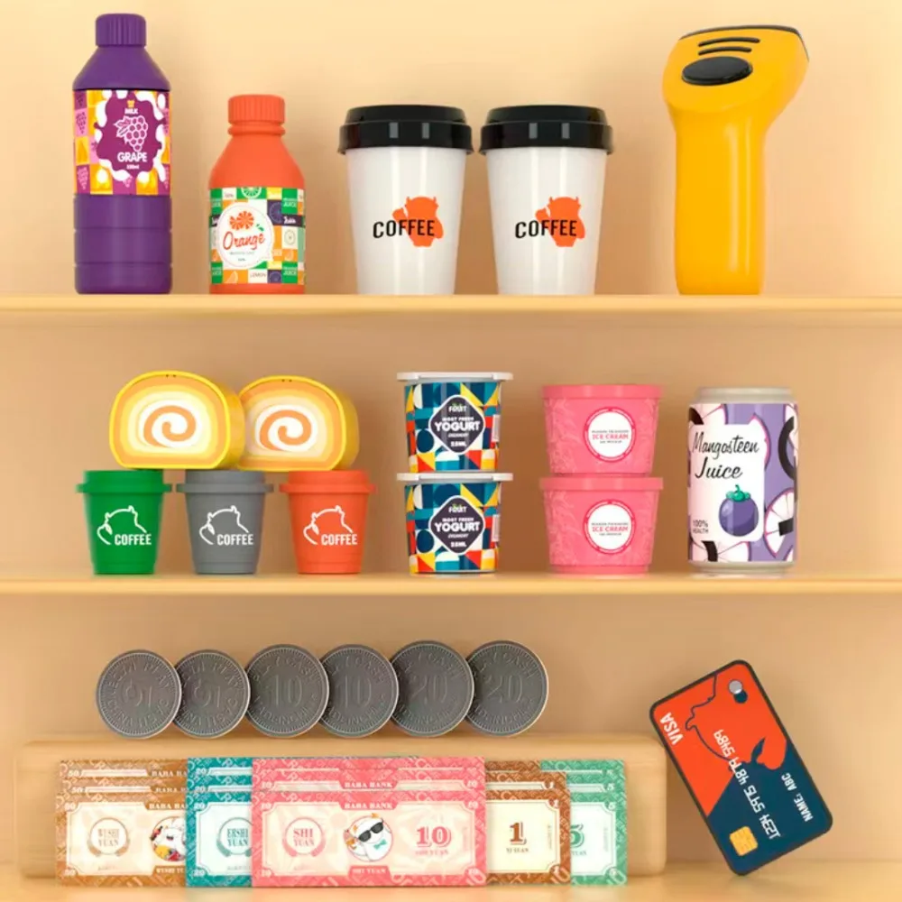 

Simulated Shopping Simulation Coffee Machine Mini Supermarket Water Outlet Cash Register Cashier Sound Light Shopping Platform