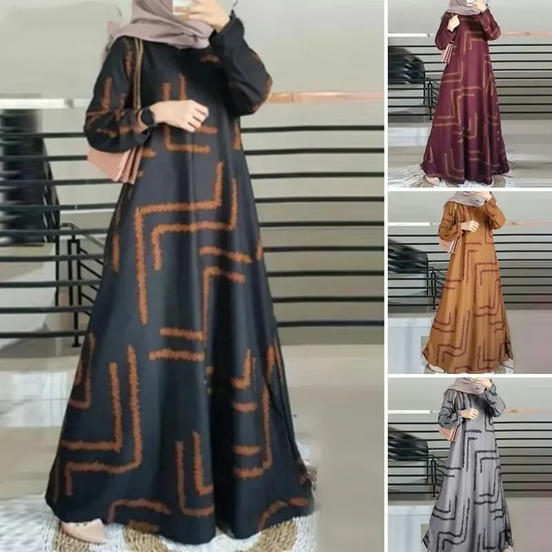 2024 New Muslim Dress Women's Spring Extra Long Strap Skirt Long Sleeve Robe Long Shirt