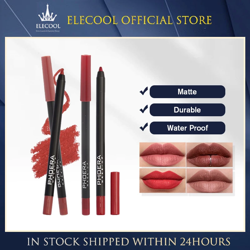 PHOERA 13 Colors Velvet Matte Lip Liner Moisturizing Long Lasting Waterproof Lipstick Non-stick Cup Lip Contour Pencil Cosmetic