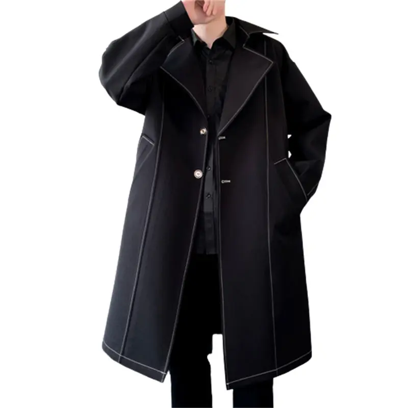 

VERSMA Korean Harajuku Loose Cloak Jacket Coat Male Windbreaker Autumn Gothic British Style Long Black Trench Coat Dropshipping