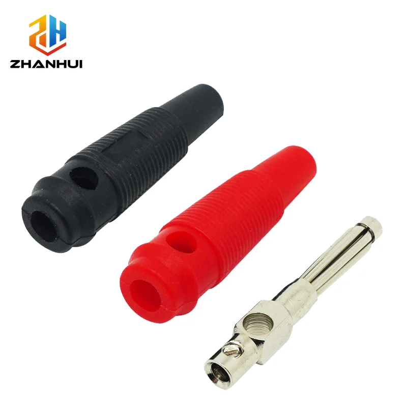 5 Pairs (10 Pcs) 4mm 32A Solderless Side Stackable Banana Plug - Insulated Shrouded High Current Power Connector