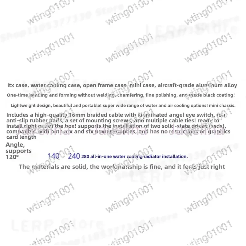 for ITX Vertical Open Frame Chassis All Aluminum Water Cooling Support Mini SFX ATX PSU Compact Custom PC Case