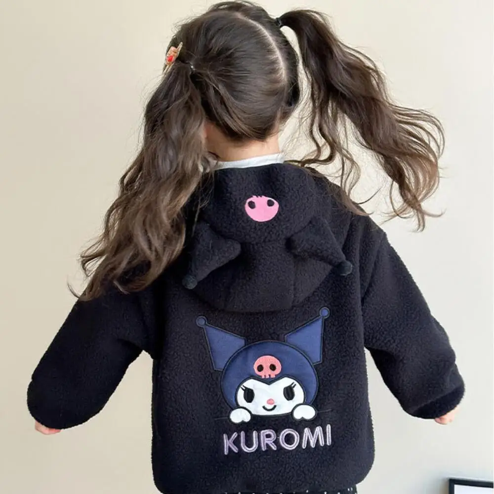 

Hot Sanrio Kuromi Girls' Thermal Coats Autumn/winter New Cute Baby Fleece-Lined Fluffy Winter Children's Stylish Fleece Sweaters