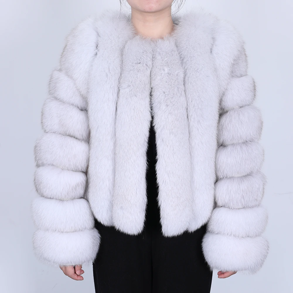 100% leather fur coat, women's warm fashion coat made of natural fox fur, real fox fur coat, long-sleeved jacket, leather coat,