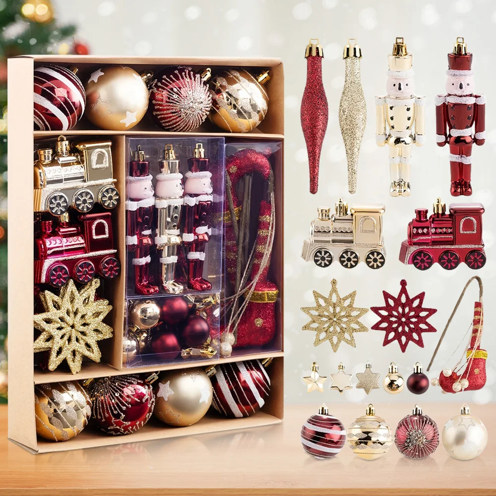 

50Pcs Christmas Ball Ornaments Set Decorative Christmas Tree Decorations Christmas Tree Hanging Decors for Wedding Birthdays