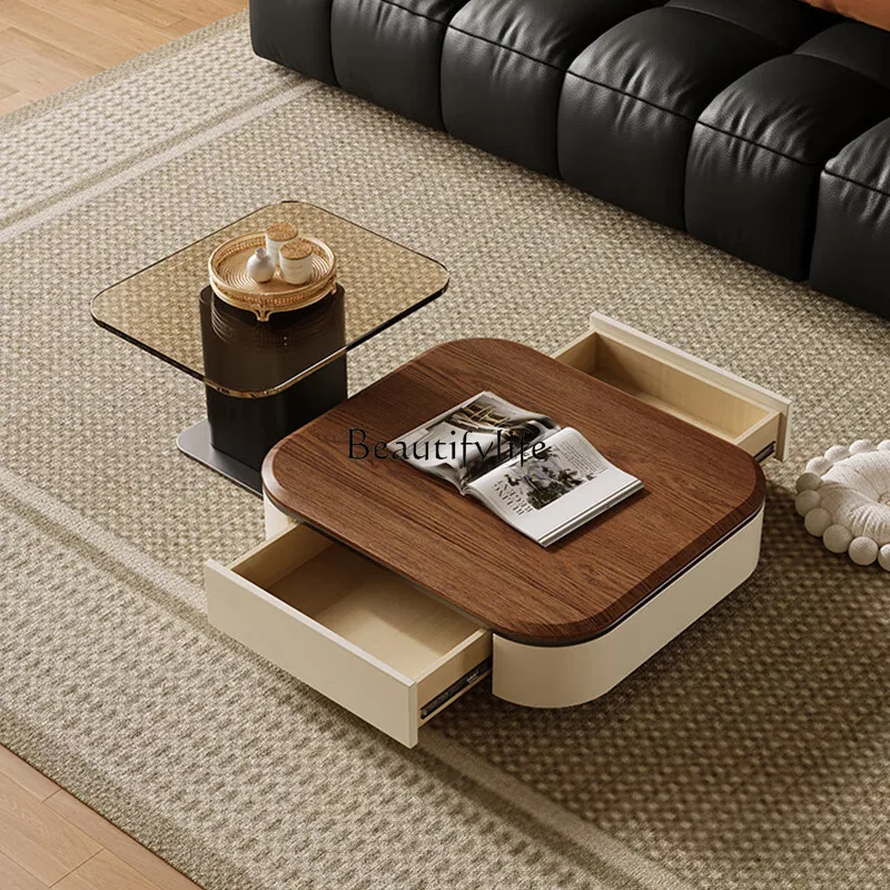 *Medieval walnut solid wood coffee table