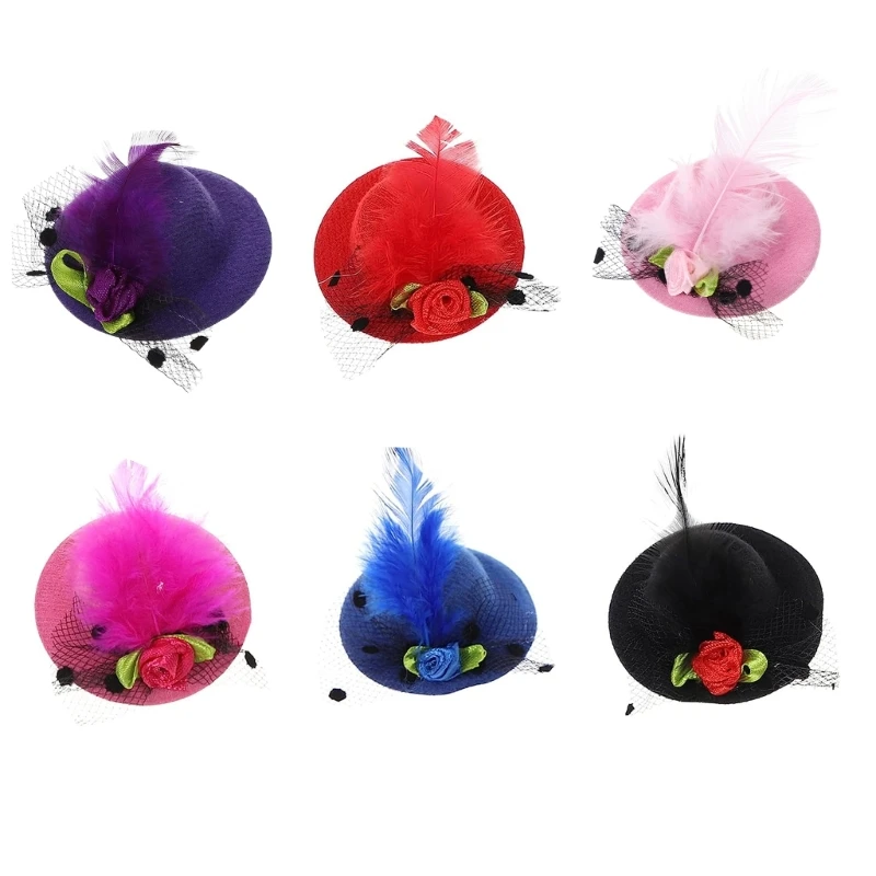 Kids Feather Top Hat Shape Hair Clip Spring Summer Hairpin for Teenagers Birthday Party Taking Photo  Hairpin F3MD