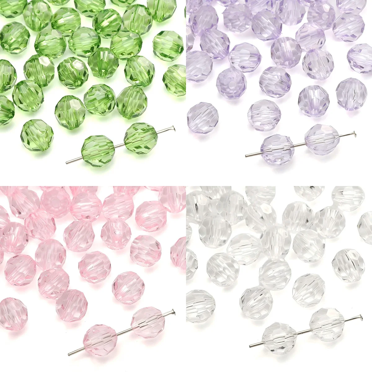 40Pcs 10mm Faceted Round Acrylic Beads Loose Spacer Beads for DIY Bracelet Necklace Earrings Handmade Jewelry Making Supplies