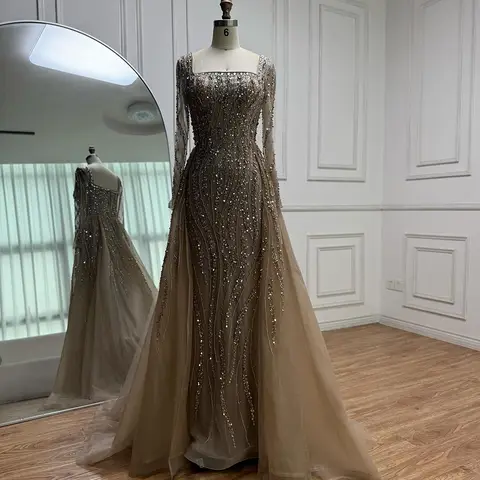 महिलाओं के लिए 2025 सेरेन हिल कस्टमाइज्ड अरबी कारमेल बीडेड मरमेड इवनिंग ड्रेस ओवरस्कर्ट लक्ज़री फॉर्मल गाउन के साथ LA72710A 10 best sales शांत पहाड़ी पोशाक - №8