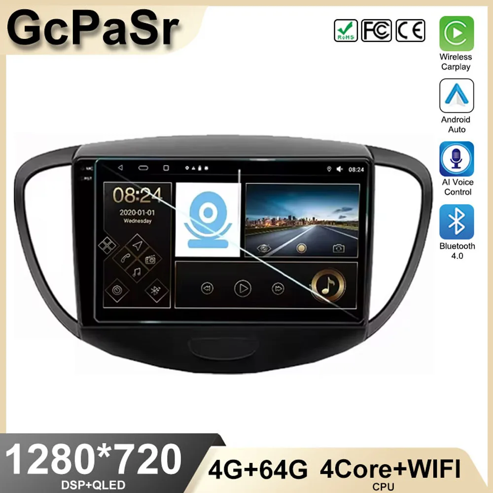 

Автомобильный GPS Android для Hyundai i10 2007-2013 головное устройство 7862 No 2din Carplay Радио Навигация Автомобильный мультимедийный монитор видеоэкран