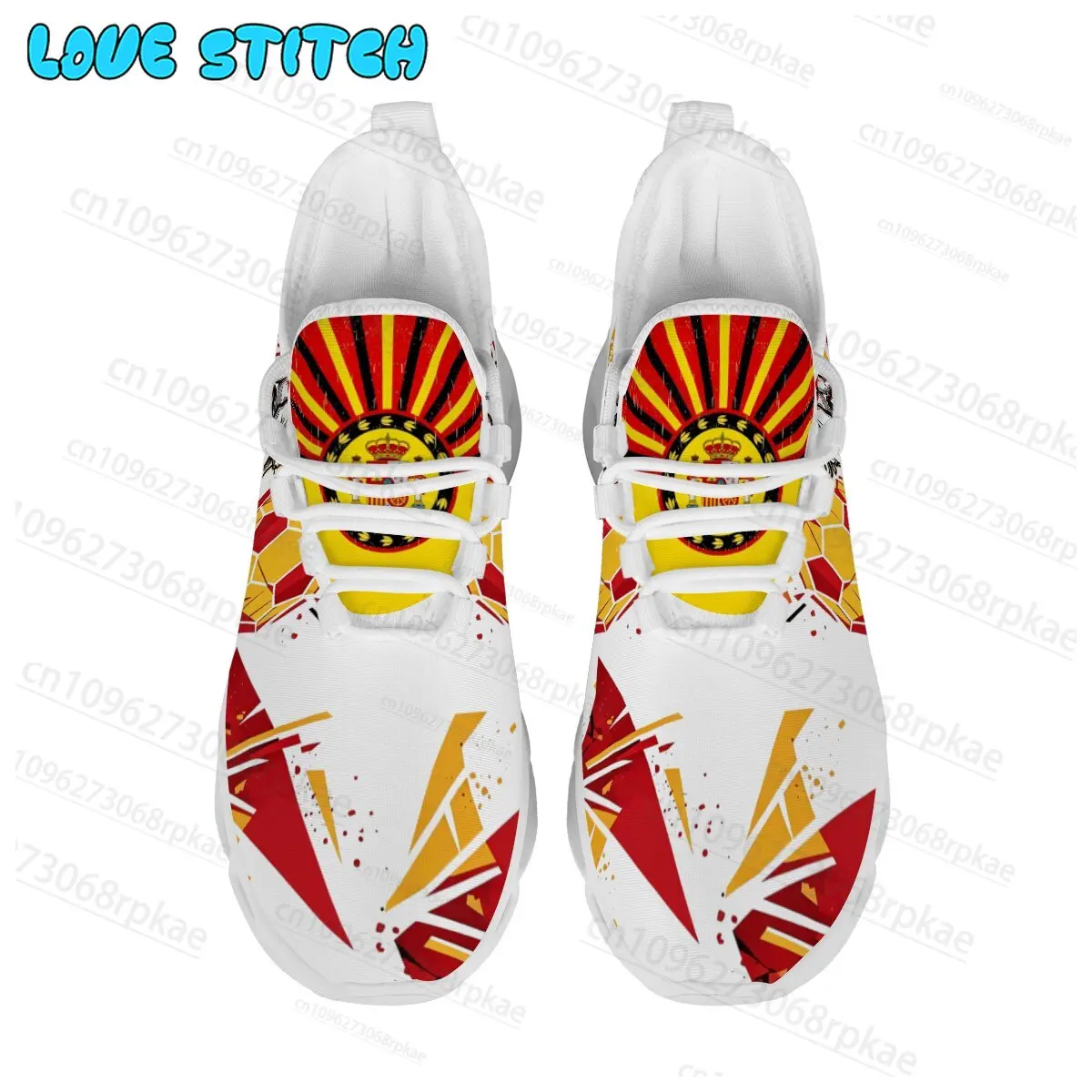 Spain Flag Design Adult Shoes Red Yellow Color Blocking Bull Football Pattern Unisex Comfort Cushion Sole Wear Resistant Shoes