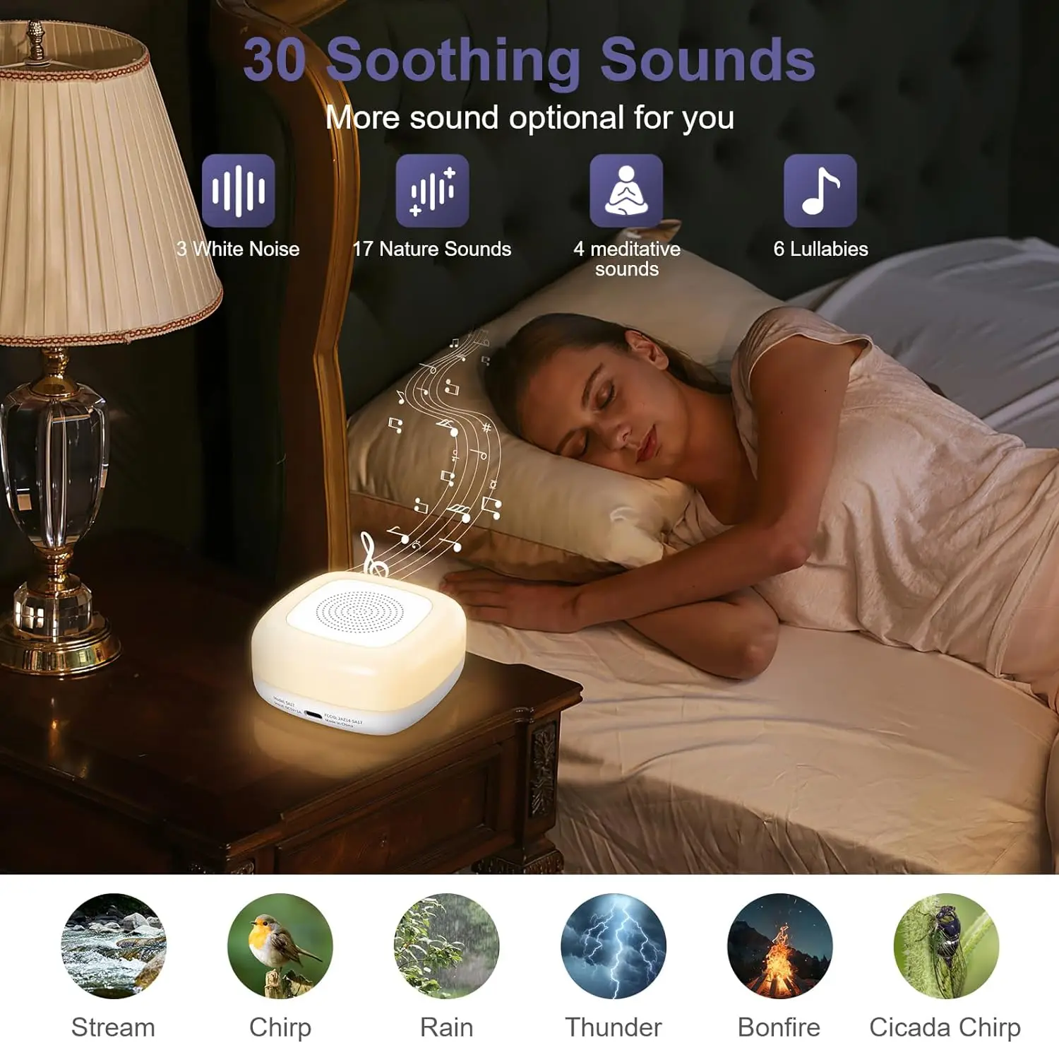 New Arrival Rechargeable Sleep Sound Machine Color Change Night Light Voice Record Function Baby White Noise Sound Machine
