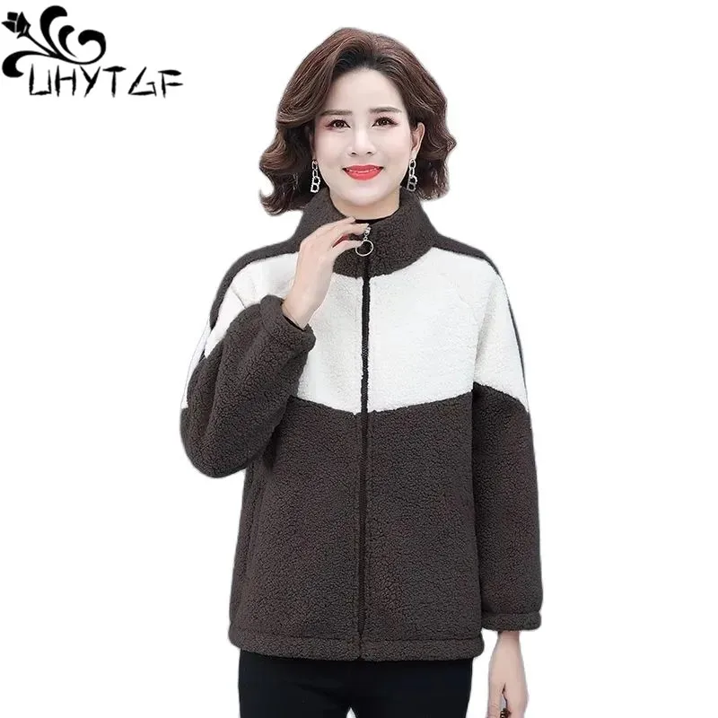 

Women Coat 2023 Grain Fleece Thick Autumn Winter Long Sleeve Stand Collar Loose Jacket Female Casual Warm Large Size Outwear2321