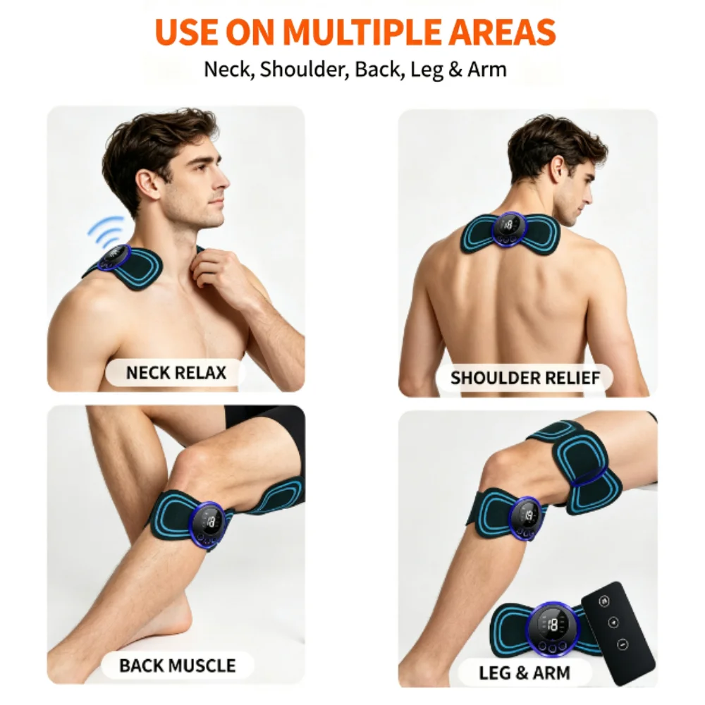 Rechargeable EMS Micro‑current Massage Patch, Stimulator for Neck, Arm, Leg, Back Acupoint, Portable Cervical Massage Pad