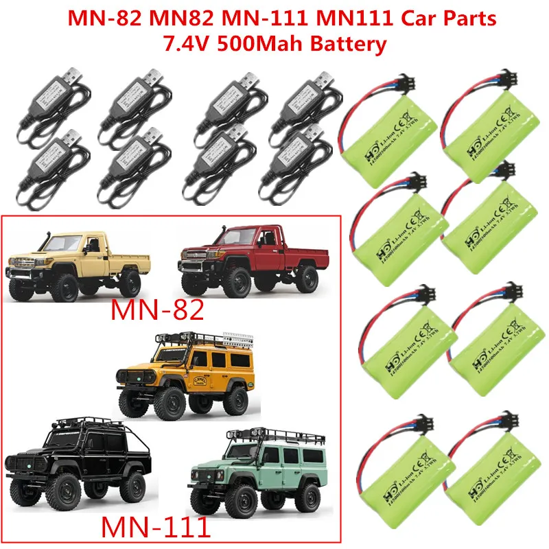 MN-82 MN82 MN-111 MN111 4WD Electric Remote Control RC Car Truck Spare Parts Accessories 7.4V 500Mah Battery/USB