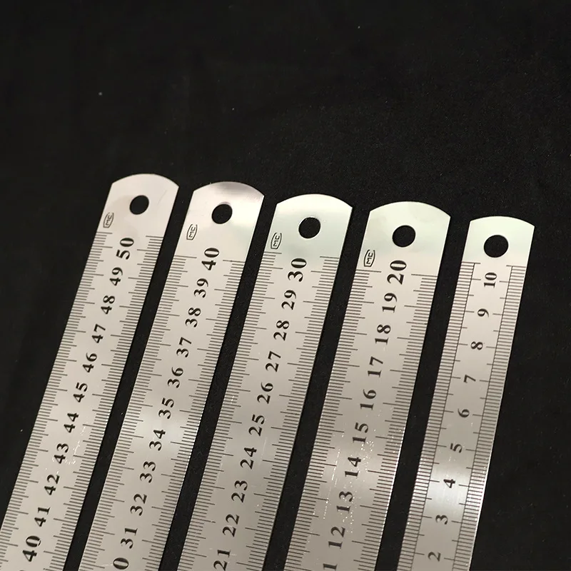 Stainless Steel Ruler Heavy-Duty Double-Sided Scale Multiple Sizes Available Learning Office Measuring Tool