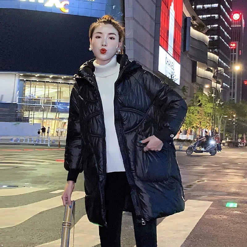 여성용 다운 및 코튼 재킷 2025년 신상 여성용 코튼 재킷 서양 스타일 루즈핏 중간 길이 트렌디 겨울 두꺼운 재킷