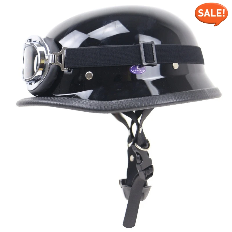 

Vintage German Motorcycle Helmet, Open Face Retro Half Helmet, Pilot Approved With, Available in Sizes S to XXL.