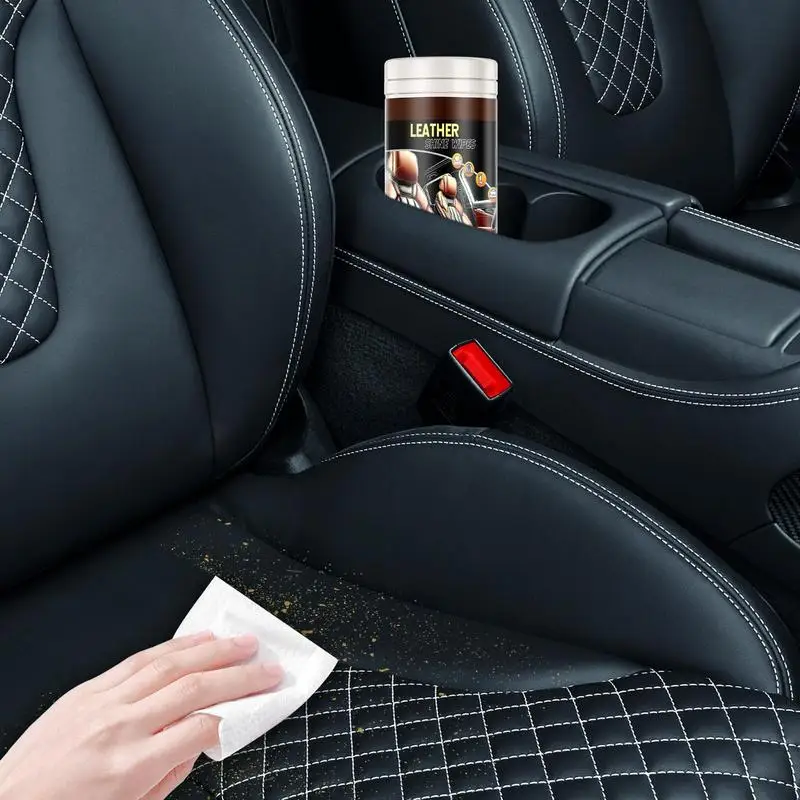 

Leather Wipes For Car Interior Car Wipes UV Protection Leather Car Seat Cleaner Sofa Cleaner Multipurpose Leather Care Portable