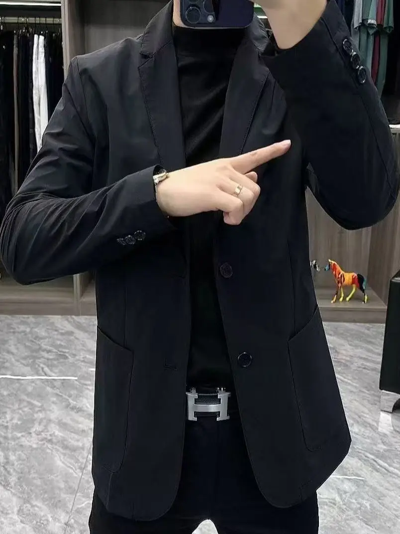 

Men's Faionable Simple Sle Heavy Du Autumn Winter Suit Jaet Outerwear 326 Stand Fit Busin Casual Polyester Cot...