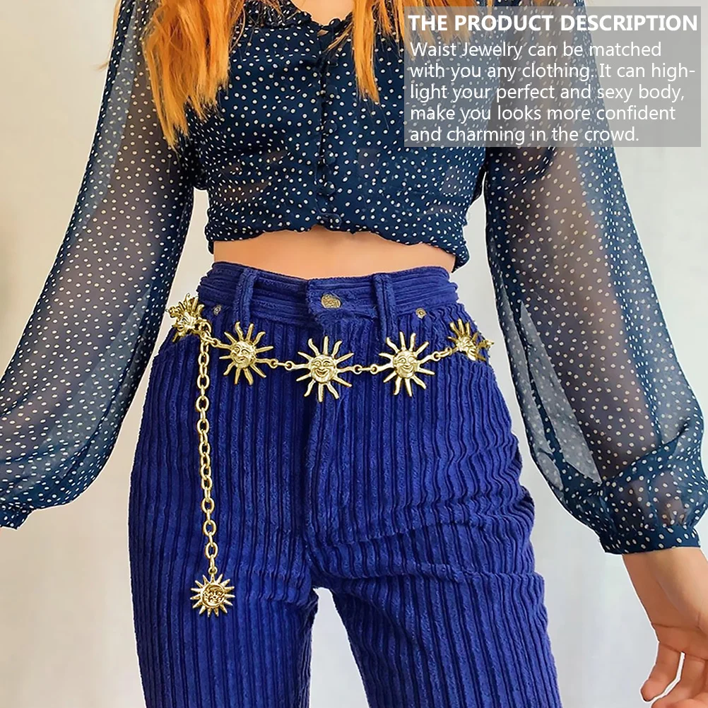 

1Pcs Punk Waist Chain Retro Stylish Alloy Waist Accessory Lightweight Bright Color for Women Party Wedding Dress