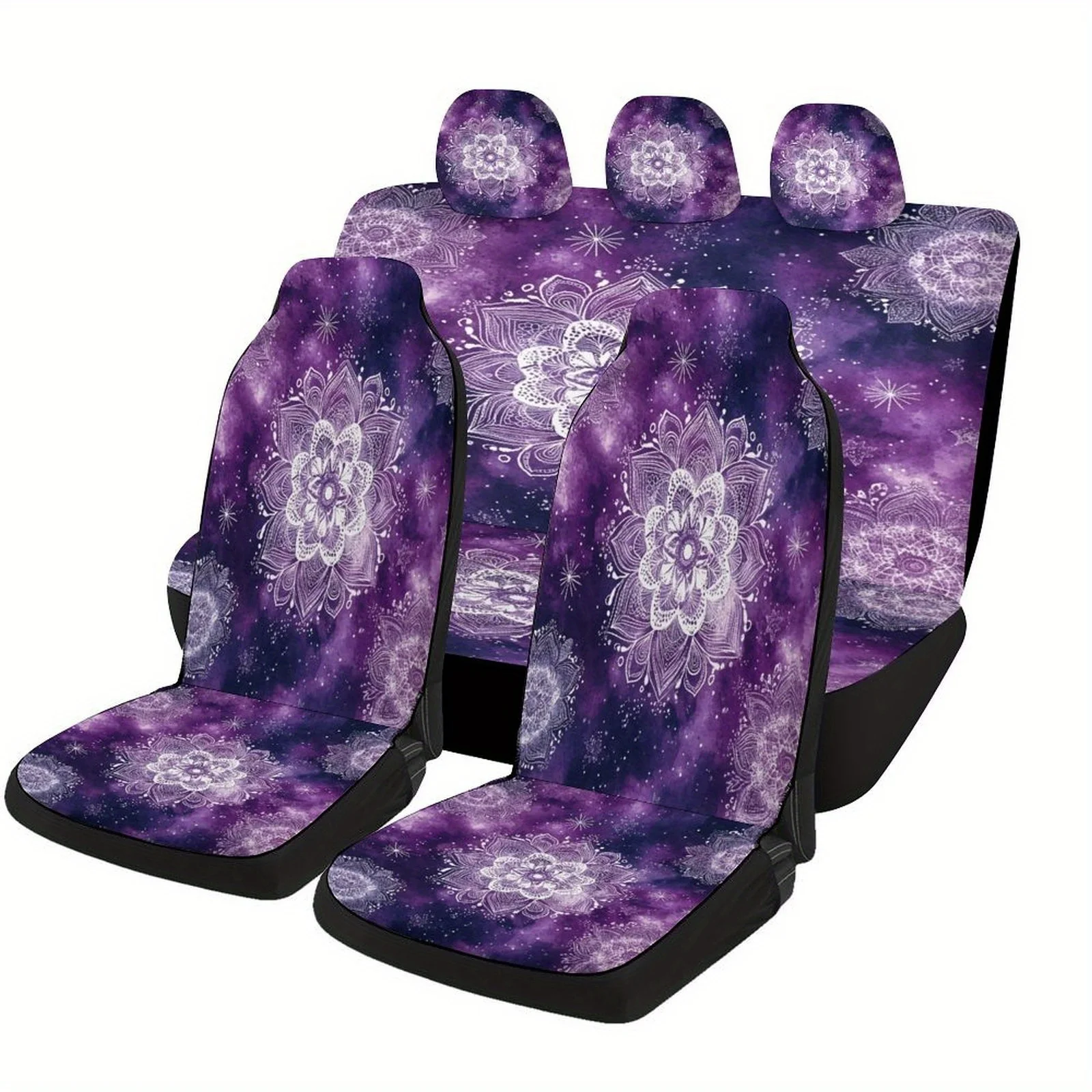 

Purple Mandala Galaxy Designed Car Seat Cover Set For Most Cars, Fashion Comfortable Car Seat Protector Covers Full Set, Univers