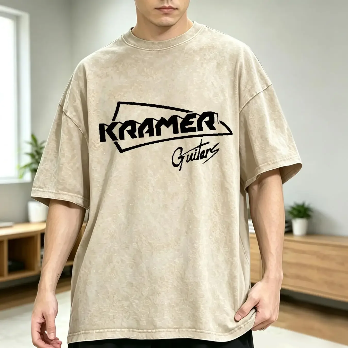 washed T Shirt New Item Kramer Guitars LOGO HEAVY COTTON SIZE S 5XL vintage Washed Stretched Top For Everyday Wear Casual