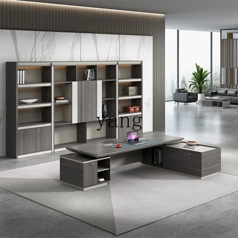 LH office furniture desk single atmosphere light luxury president table and chair combination