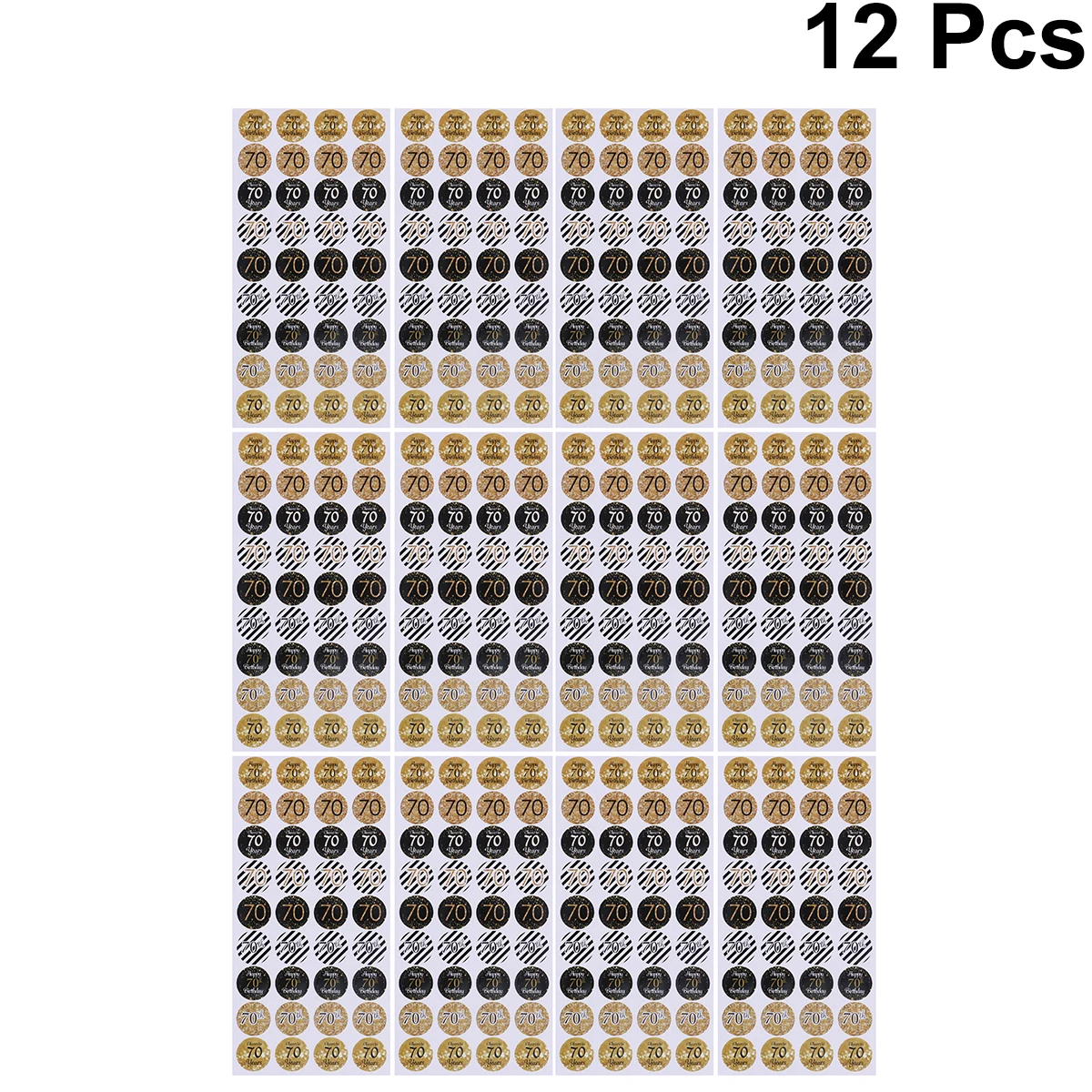 

432pcs Creative 70th Birthday Sealing Stickers Round Label Self-Adhesive Candy Bag Stickers Party Favor Birthday Gift Packing De