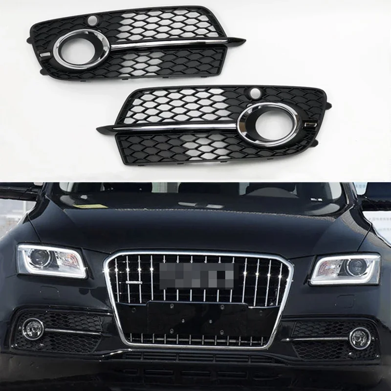 Auto Front Bumper Fog Light Grille Grill Cover for Audi Q5 S-Line SQ5 Sport 2014 2015 2016 2017 4 Door