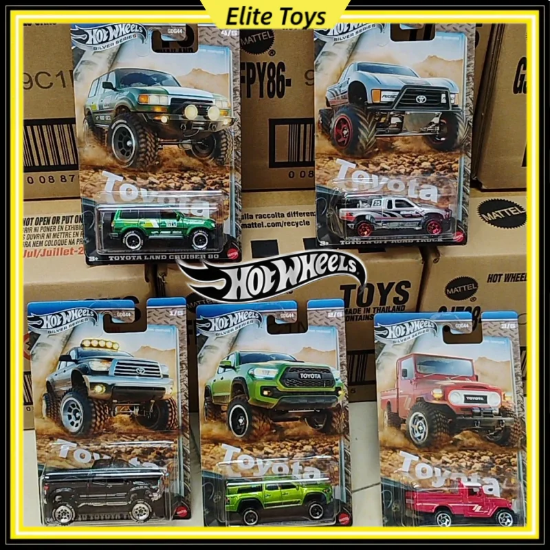 

Hot Wheels Silver Series 2025 Toyota Trucks Set Tundra Tacoma Land Cruiser Off-Road масштаб 1:64 Коллекционная модель автомобиля игрушка для мальчиков