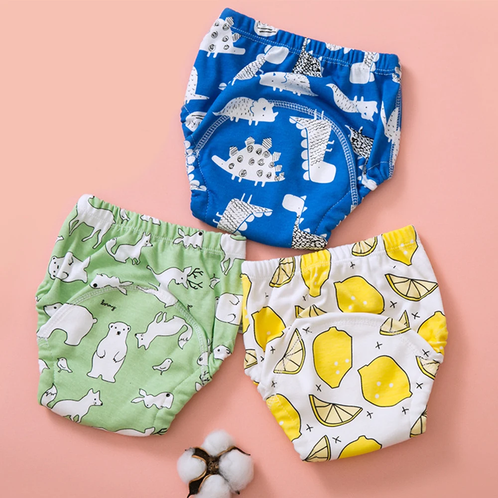 Pantalones de entrenamiento de algodón reutilizables impermeables para bebé, ropa interior infantil, pañal de tela, bragas, cambiantes