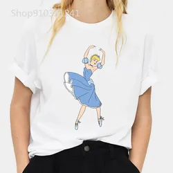 Vintage Cinderella Ballet T-shirt Girl Harajuku Tshirt for Women Funny Cartoon Graphic Tees shirt Korean Style Clothes Top