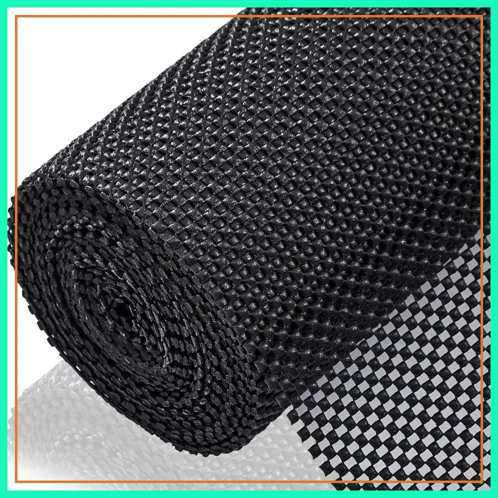 

Non Slip Shelf Liner for Kitchen Cabinet, Thick Drawer Liners, Breathable Dresser Pantry Bathroom Protector, Black, 24" x 240"