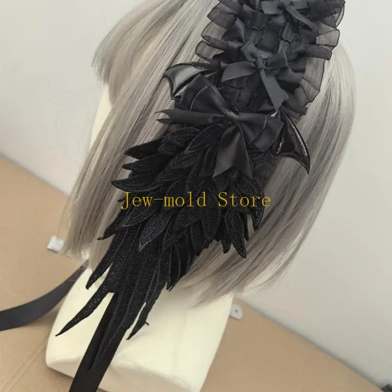 C71B القوطية الشرير المستوحى من الدانتيل القوس Bowknot تزين الشعر لحدث تأثيري