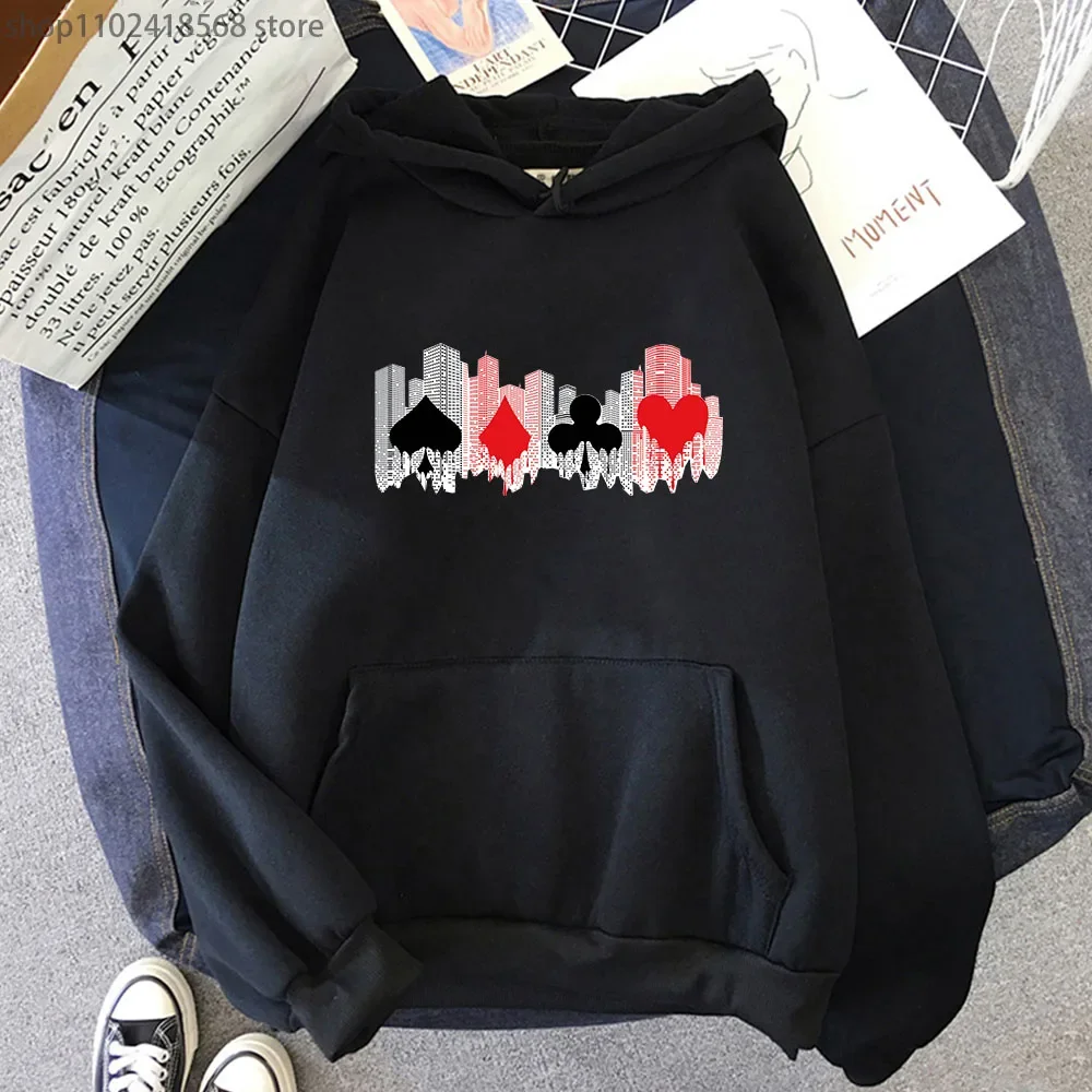 

Alice In Borderland Hoodies Men Buildings and Playing Cards Sweatshirt Harajuku Streetwear Women Top Y2k Sudaderas Men Clothing