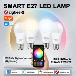 Tuya E27 Smart Led Light Bulb RGB 2700-6500K,WiFi/Zigbee Dimmable Smart Led Lmap Works With Smart Life Alexa Google Assistant