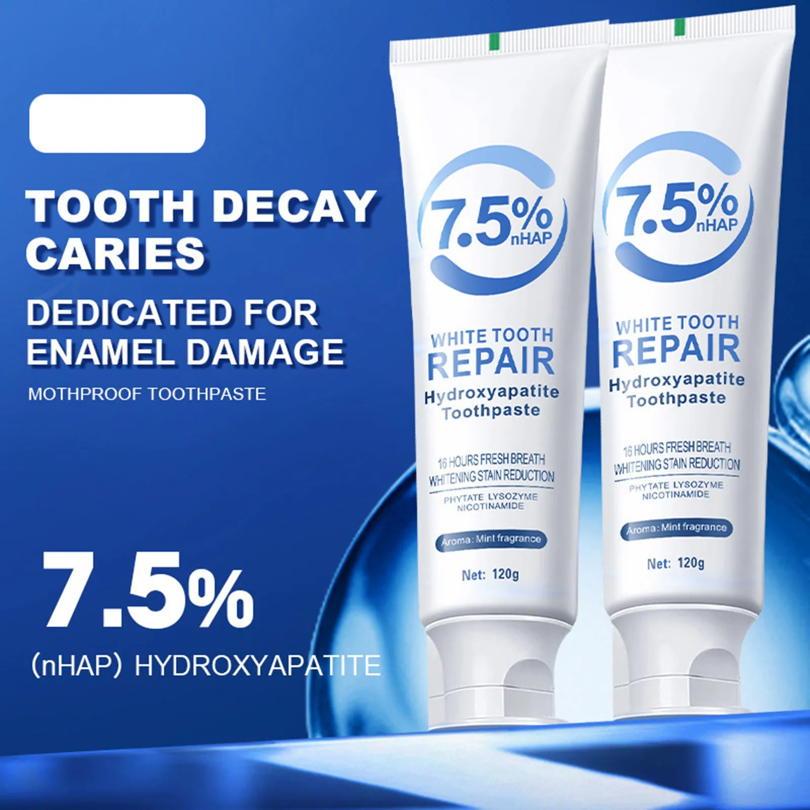 

Whitening Toothpaste Repair Cavities Caries Probiotic Remove Yellow Plaque Protect Gum Reduce Stains Fresh Breath Oral Care