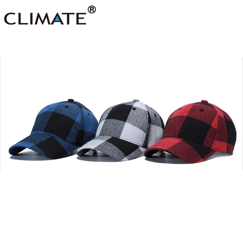 CLIMATE Fashion Plaid Baseball Cap Women Plaid Hat Cap Checks Cotton No Logo Hat Caps Classic Checks Cap Hat for Men Women