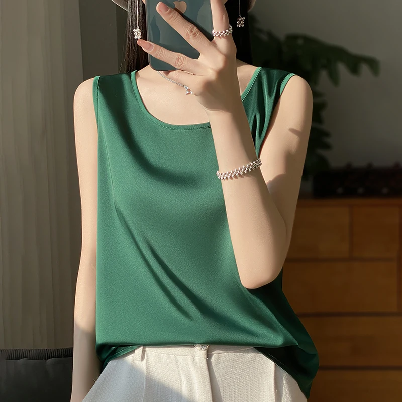 Women Tops Solid Spring Summer Casual Crop Tops Sexy O-neck Tank Tops Office Lady Pink White Top 2024 Fashion Korean Tank Top