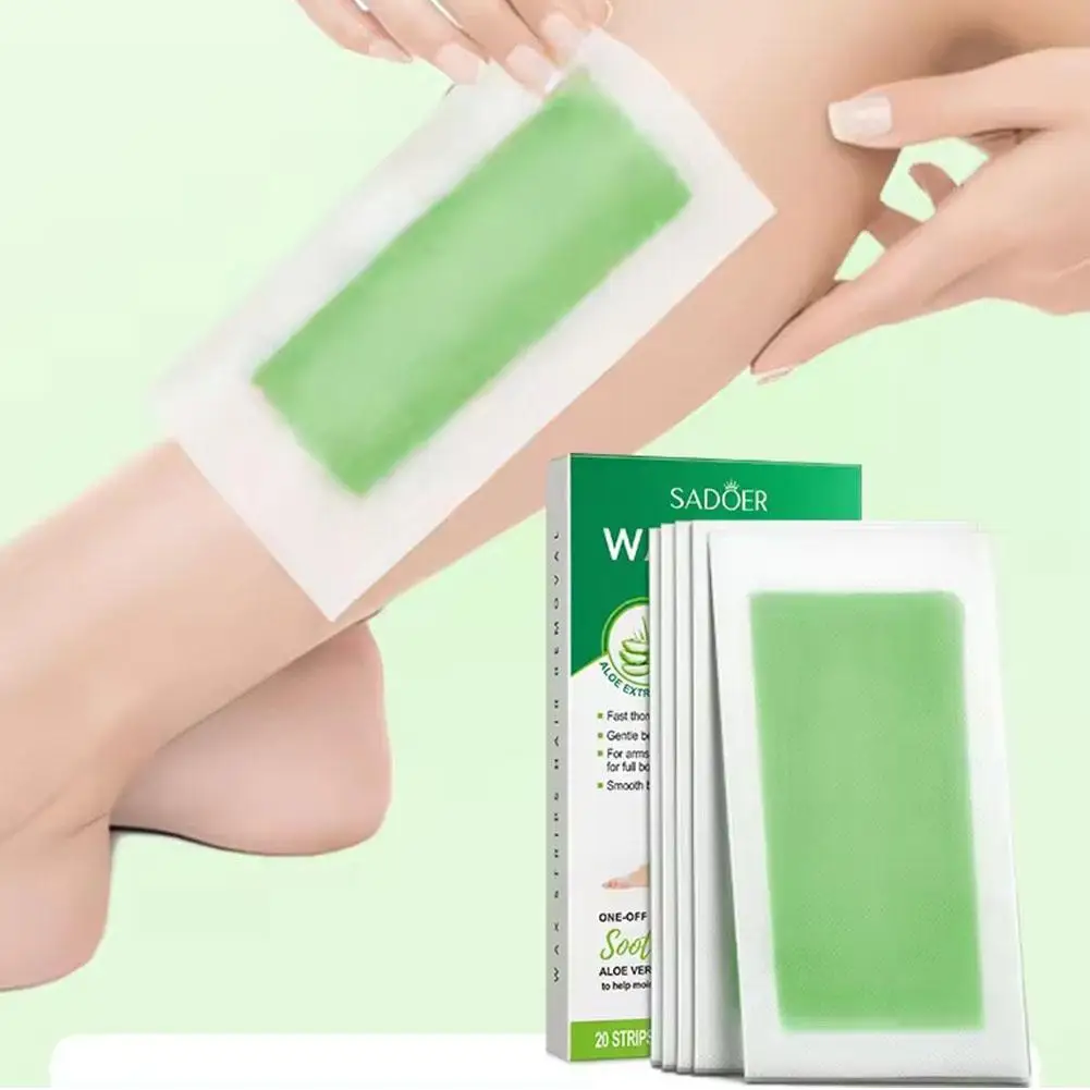 SADOER 20 Stuks Ontharingshars Strips Voor Ontharing Wax Papier Koude Wax Strips Papier Voor Gezicht Hals Arm Been body Beauty Tools E1D6