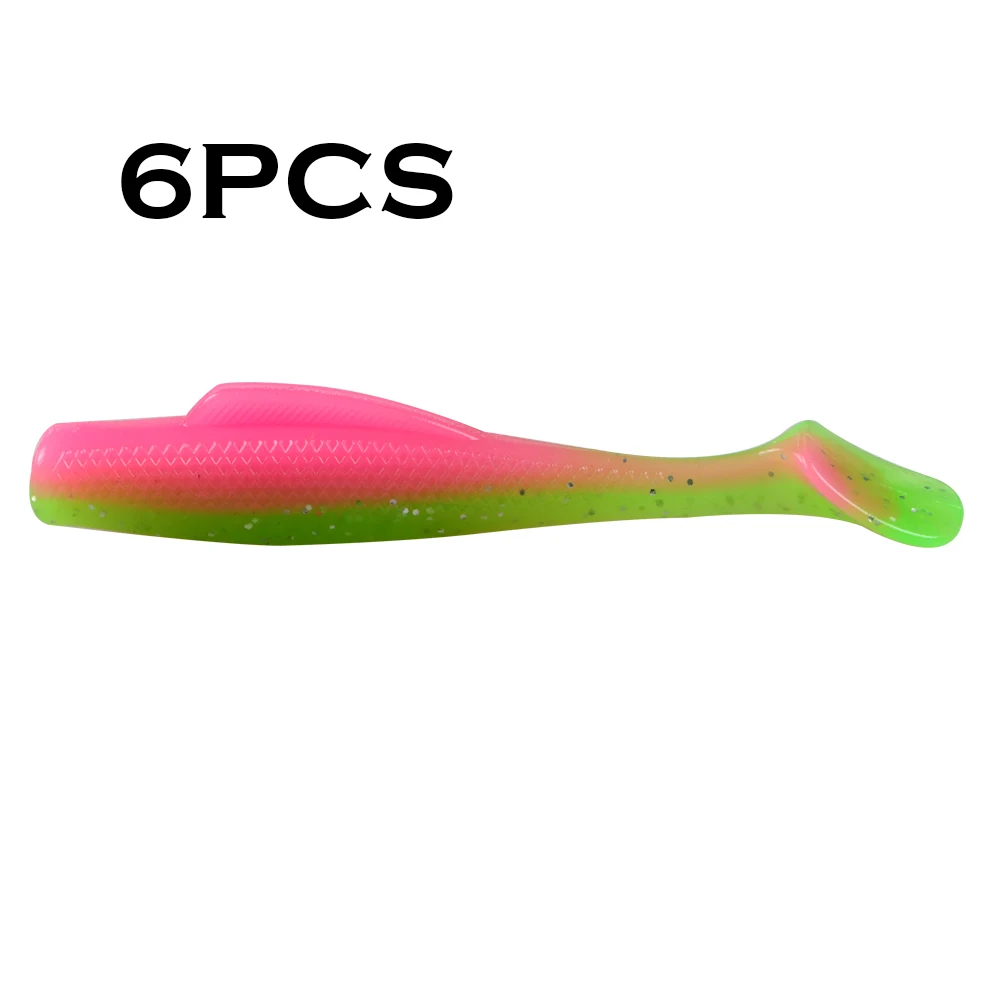 JOHNCOO 6pcsTPR Weiche Köder 80mm 4,8g Weiche Paddle Schwanz Swimbait Angeln Lockt Künstliche Silikon Köder Wobbler weiche Köder