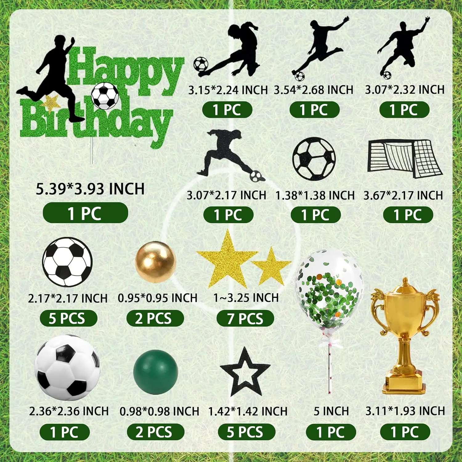 28-teiliger Fußball-Kuchenaufsatz, Fußballspieler, Kuchendekorationen für Fußball, Geburtstag, Party, Sport, Partyzubehör – Detail 8