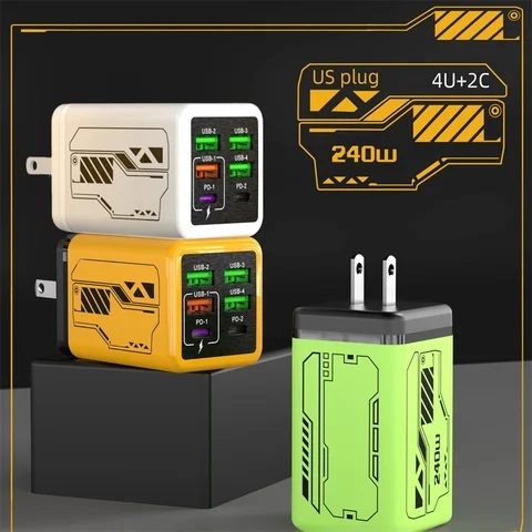 240W 6-Port USB-C PD Fast Charger for iPhone and Samsung — фото устройства